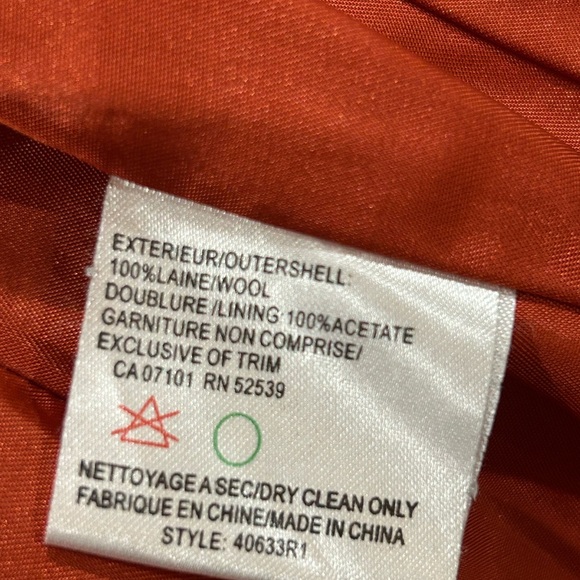 Hilary Radley Women's Double-Breasted Rust Wool Coat Size 2 - Picture 7 of 7